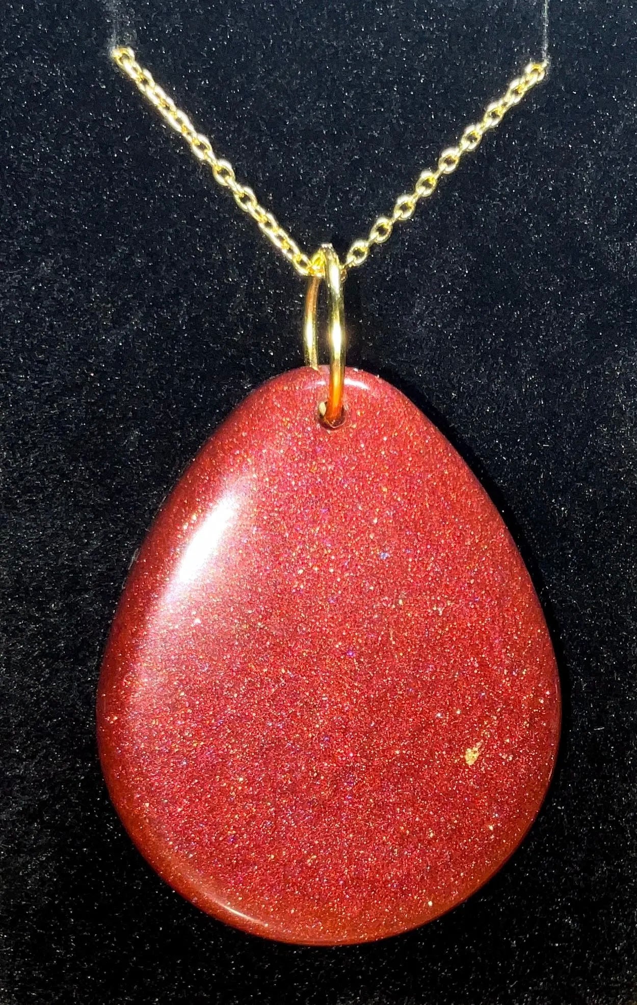 Bold Daisy Necklace โ Dual Sided Pendant with Red and Gold