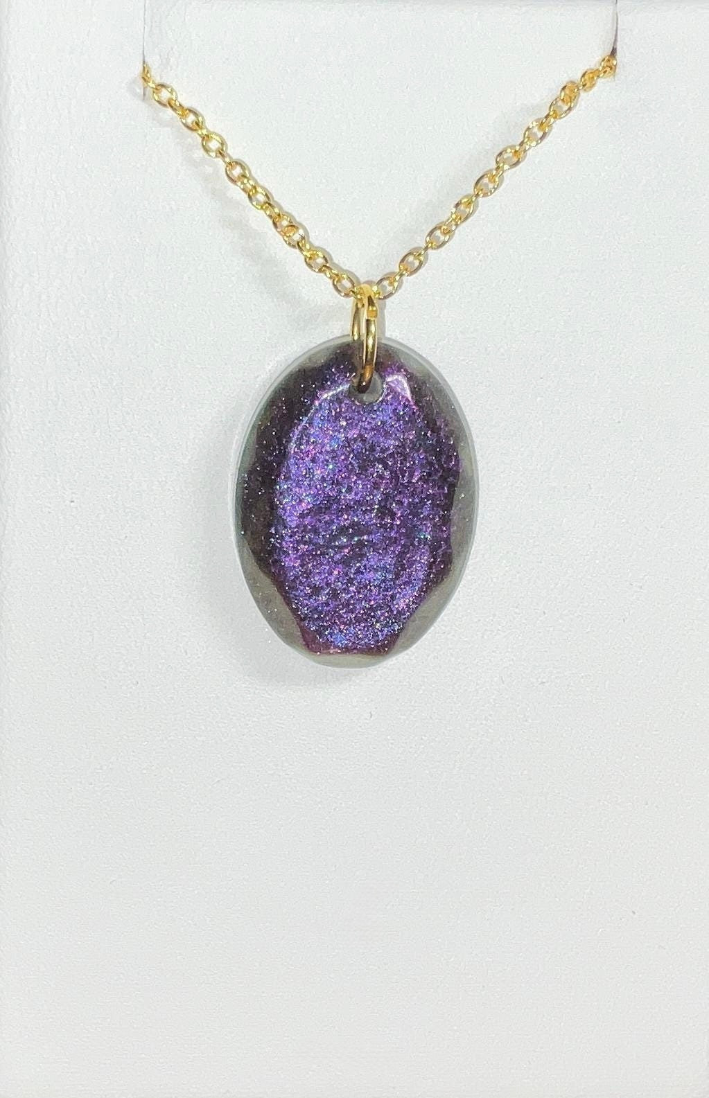 Farbwechsel-Halskette – oval, Violett, klein