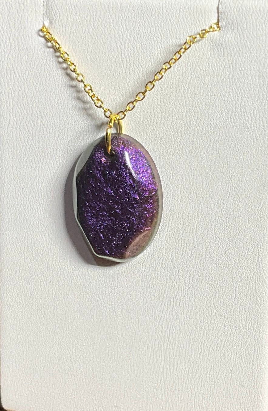 Farbwechsel-Halskette – oval, Violett, klein