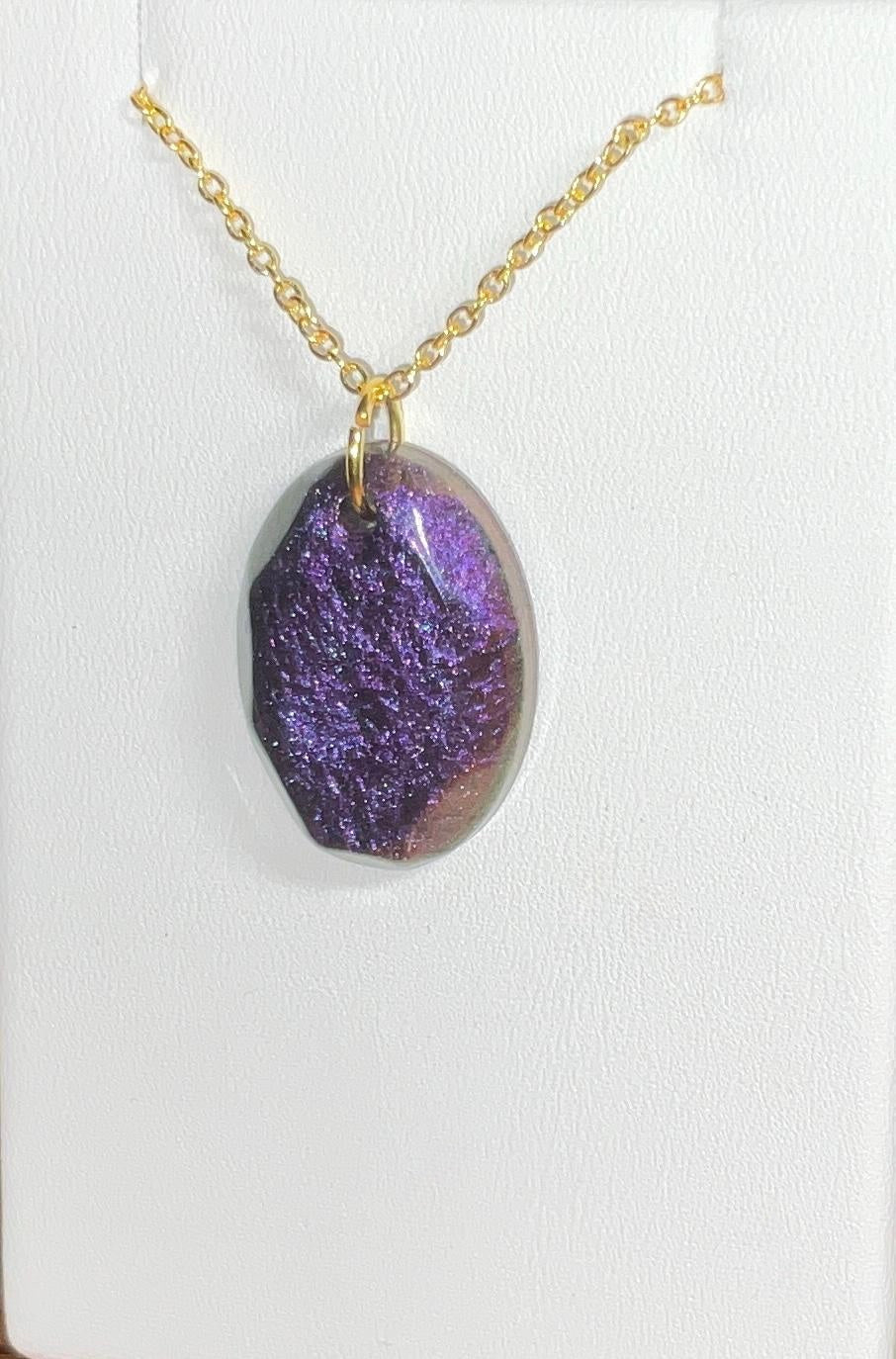 Farbwechsel-Halskette – oval, Violett, klein