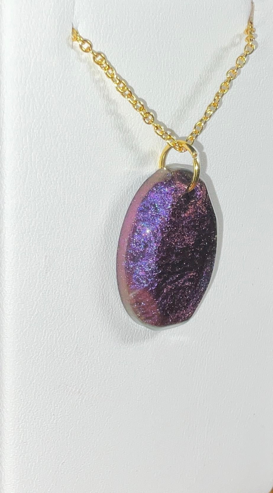Farbwechsel-Halskette – oval, Violett, klein