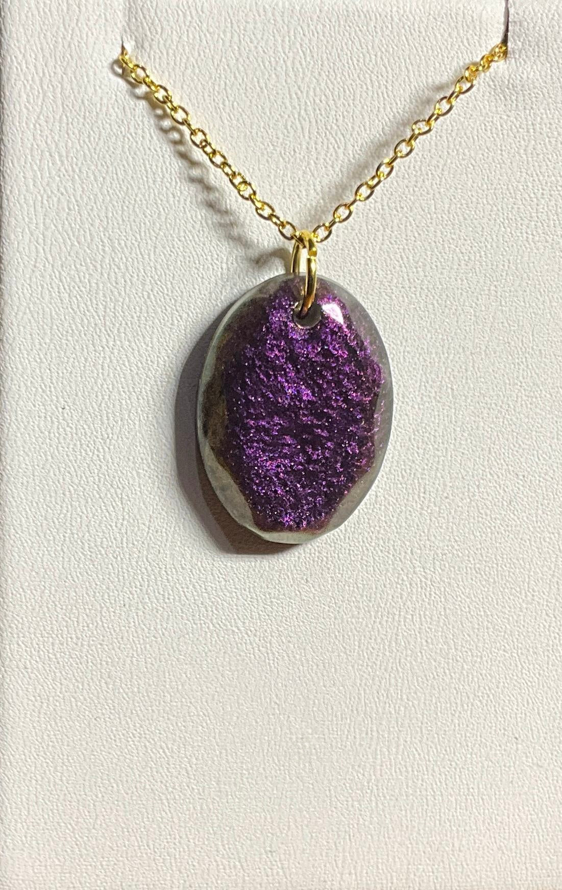 Farbwechsel-Halskette – oval, Violett, klein