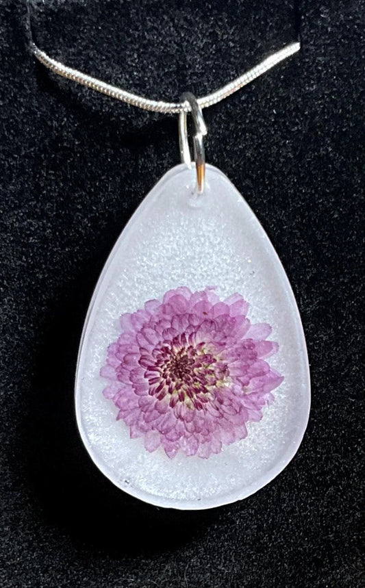 Pink Chrysanthemum Flower Necklace