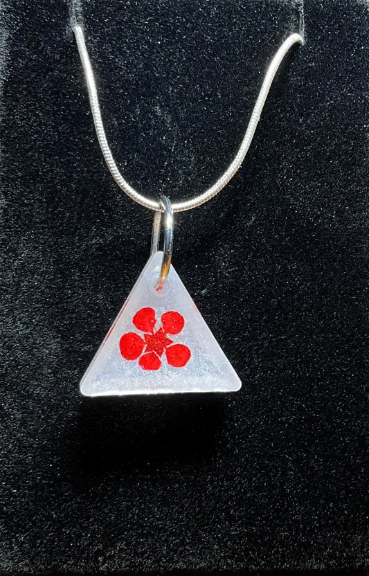 Red Flower Triangle Necklace