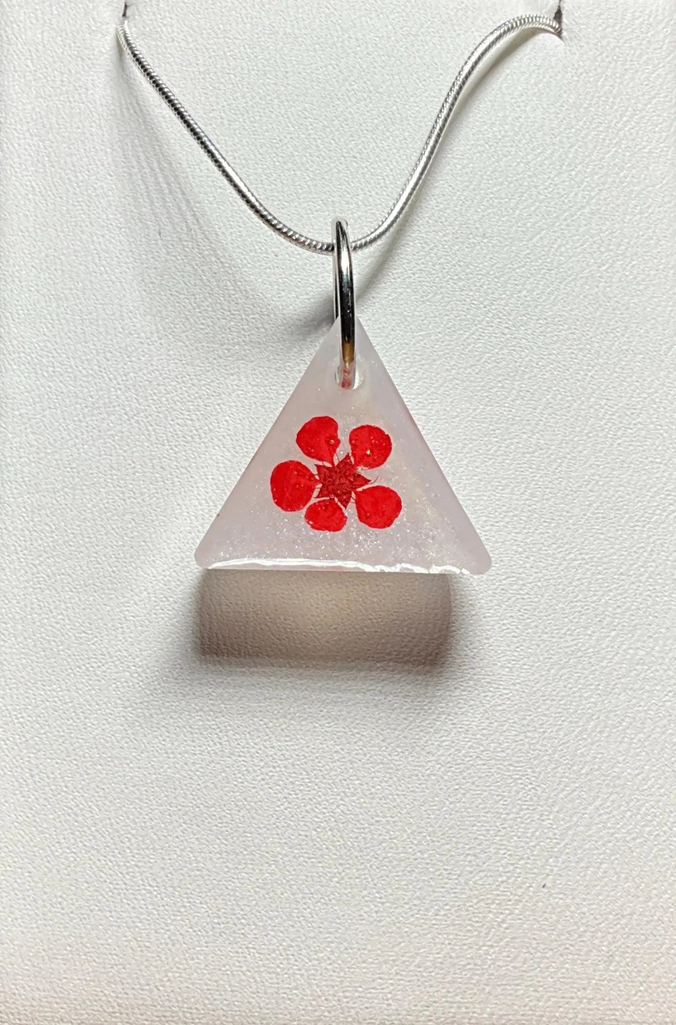 Red Flower Triangle Necklace