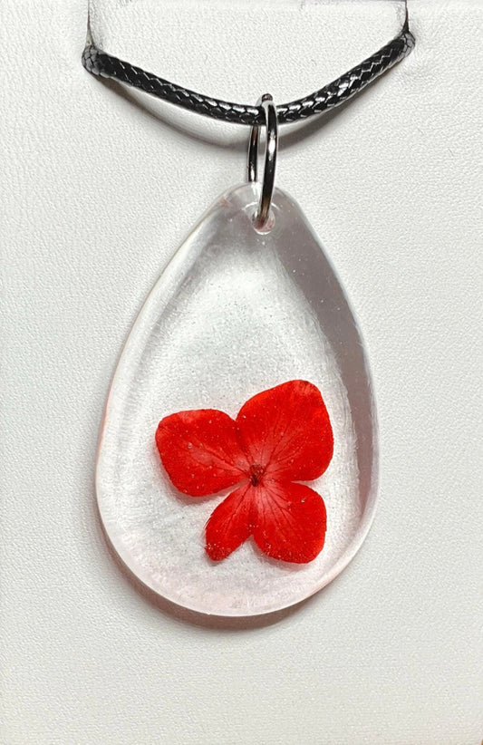 Red Hydrangea Flower Necklace