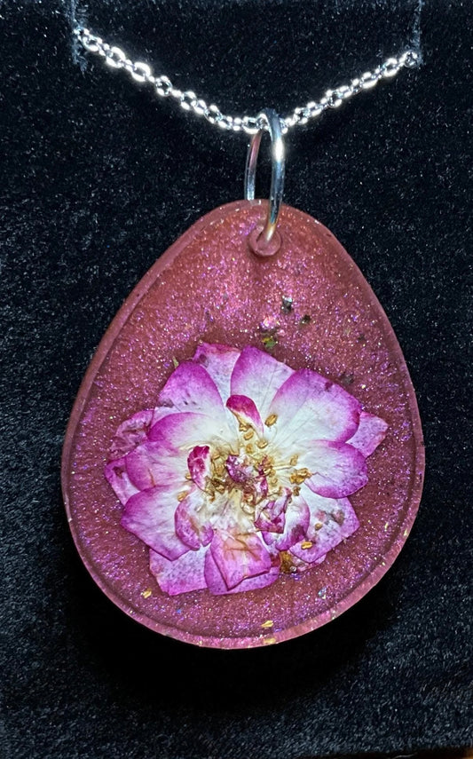 Rose Necklace - Pink/White