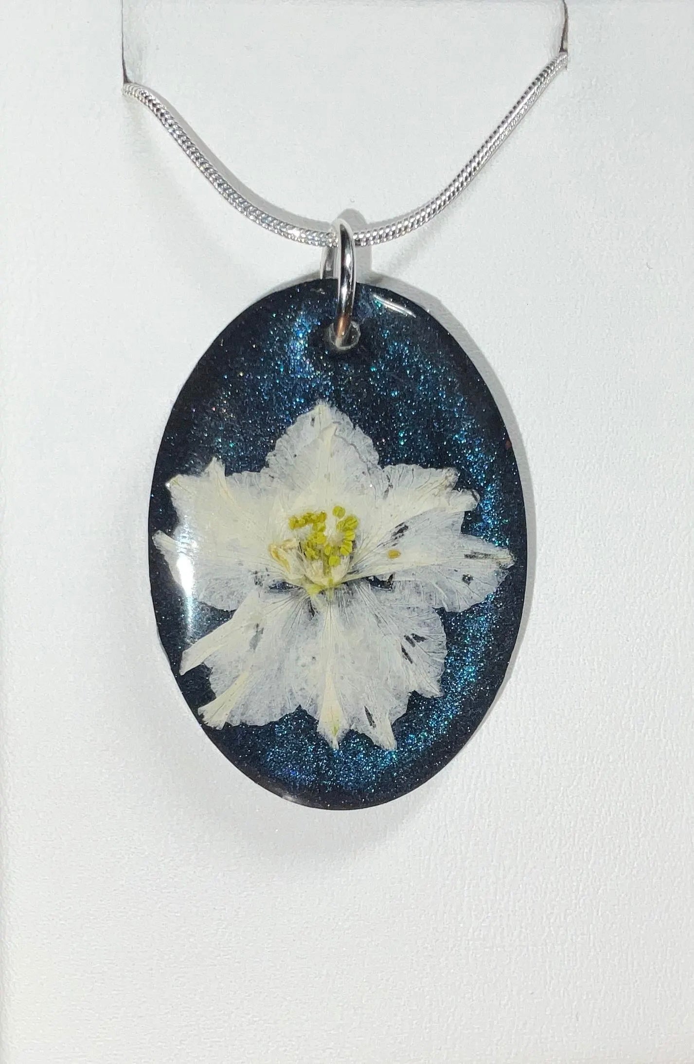 White Larkspur Flower Necklace