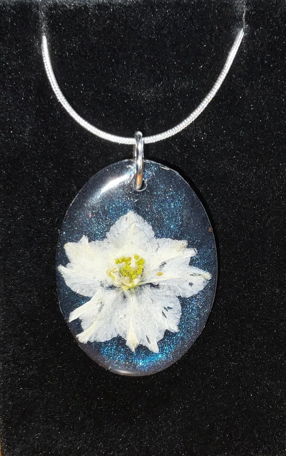 White Larkspur Flower Necklace