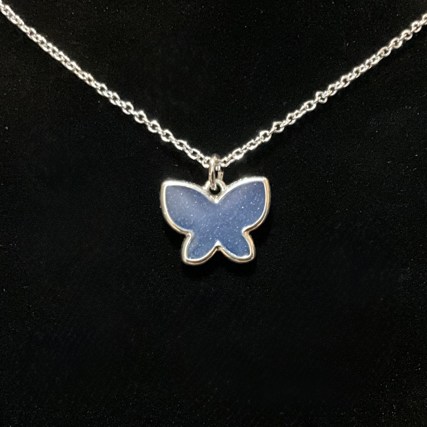 Small Blue Butterly Necklace
