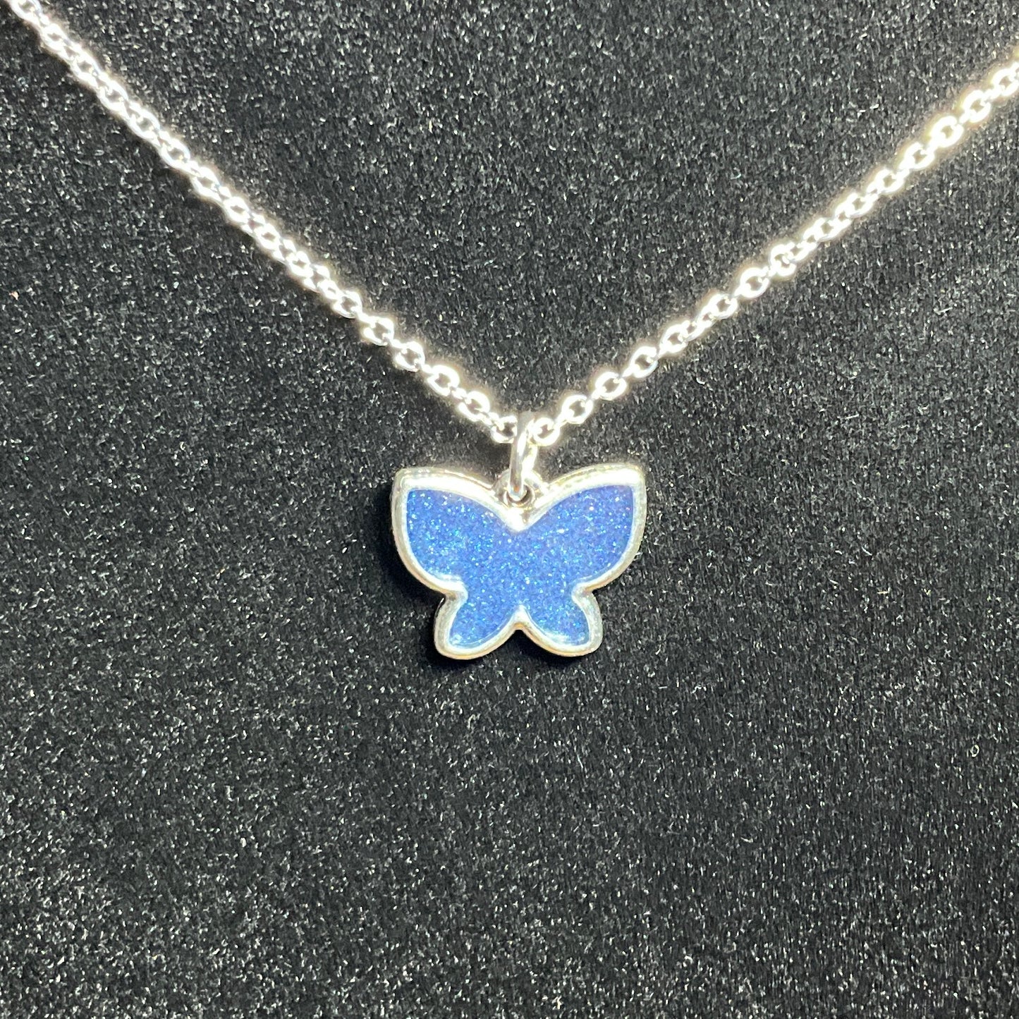 Small Blue Butterly Necklace