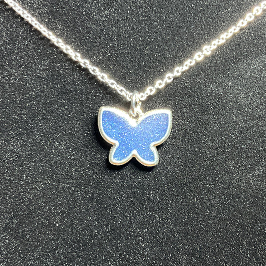 Small Blue Butterly Necklace