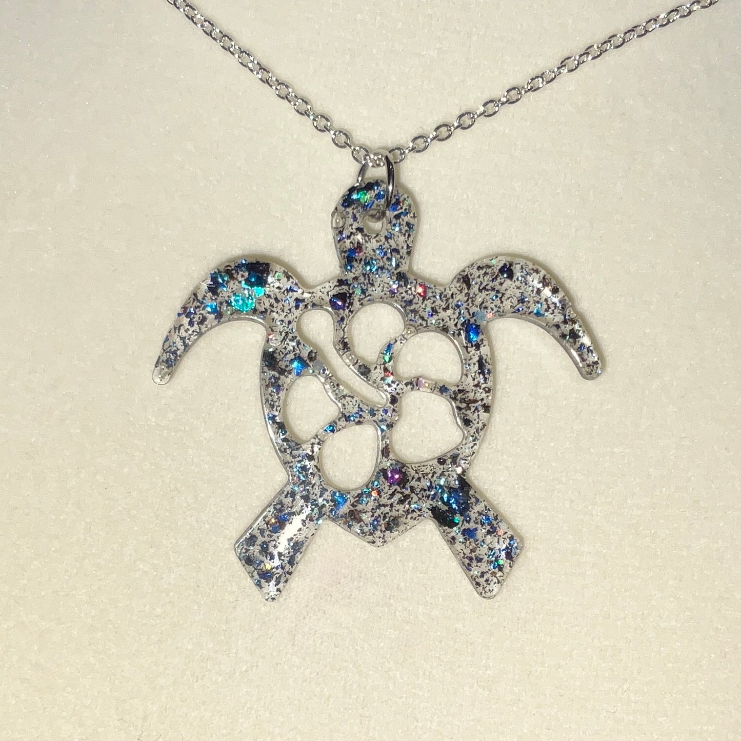 Turtle Necklace Clear and Color-Shift Irregular