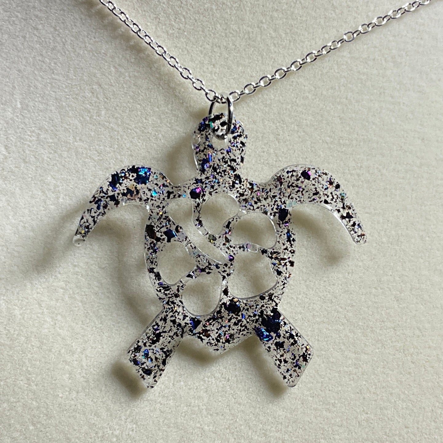 Turtle Necklace Clear and Color-Shift Irregular