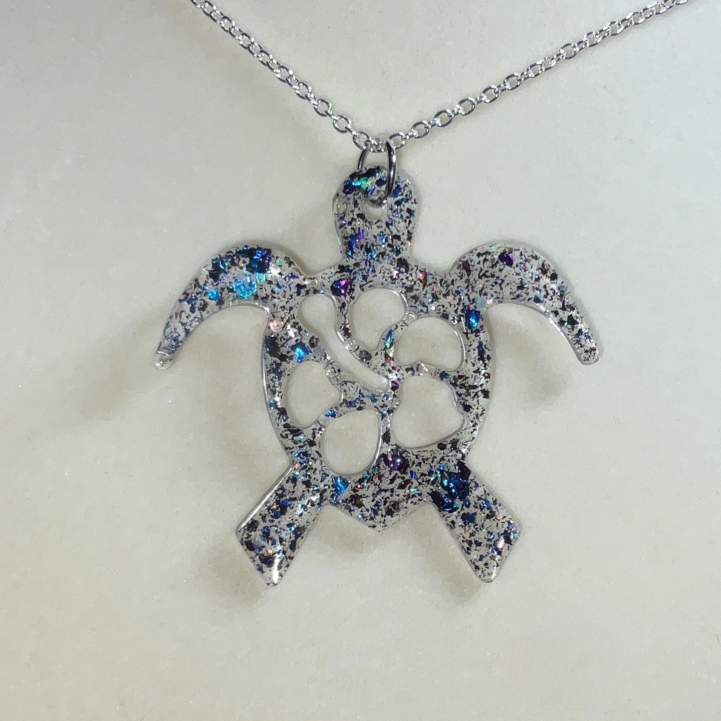 Turtle Necklace Clear and Color-Shift Irregular