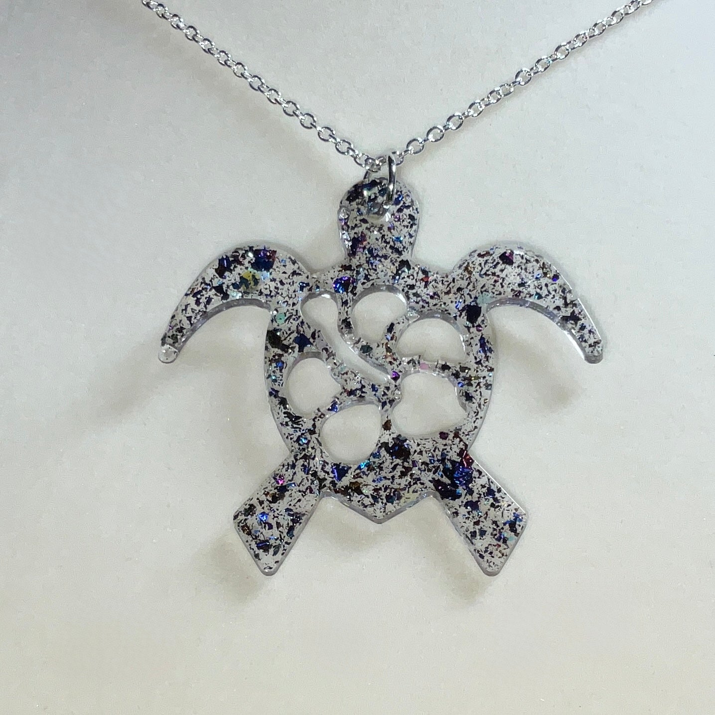 Turtle Necklace Clear and Color-Shift Irregular