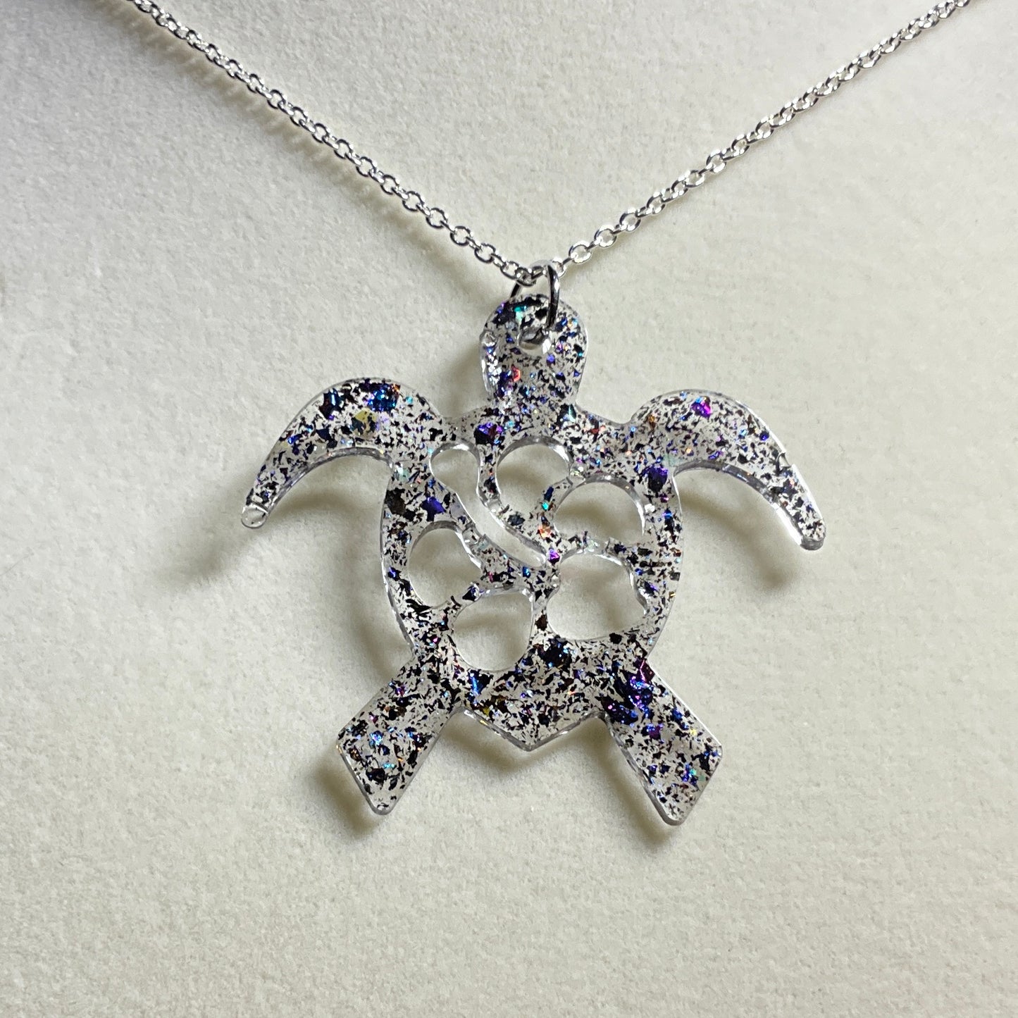 Turtle Necklace Clear and Color-Shift Irregular