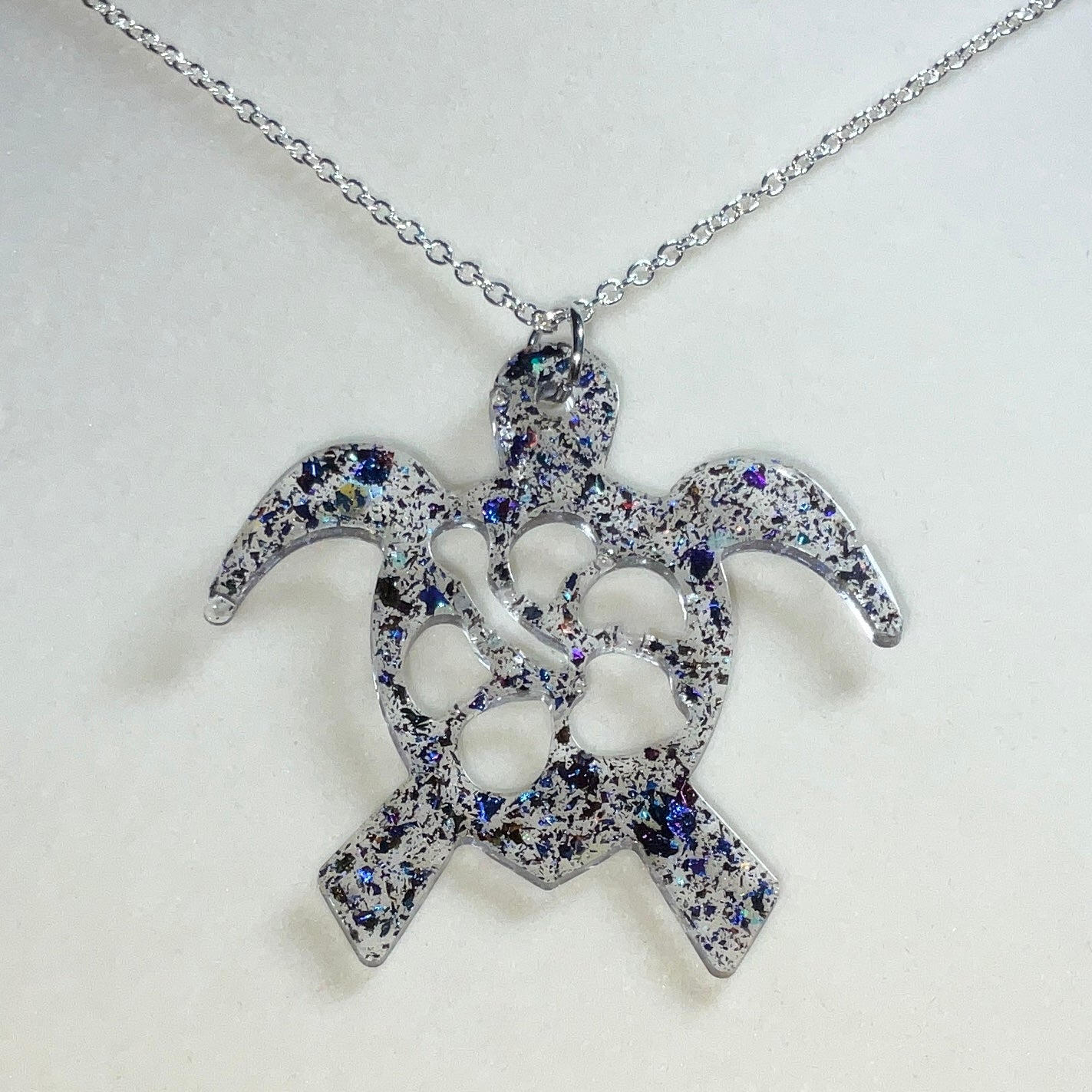 Turtle Necklace Clear and Color-Shift Irregular
