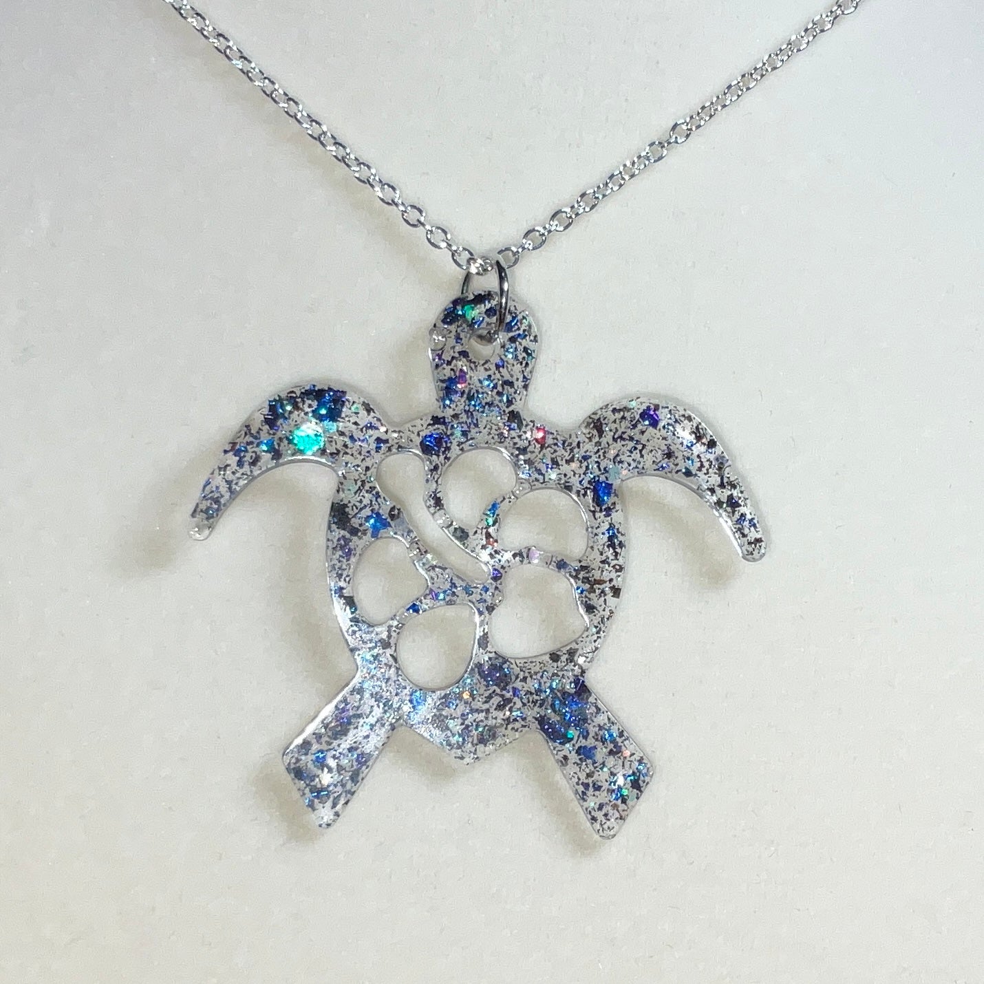 Turtle Necklace Clear and Color-Shift Irregular