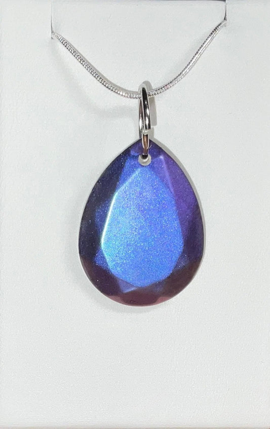 Color-Shift Necklace - Teardrop Purple/Pink/Blue