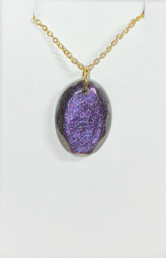 Color-Shift Necklace - Oval Purple Small