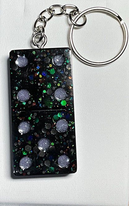 Domino Keychain with Glow-in-the-Dark Glitter