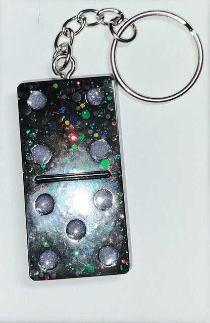 Domino Keychain with Glow-in-the-Dark Glitter