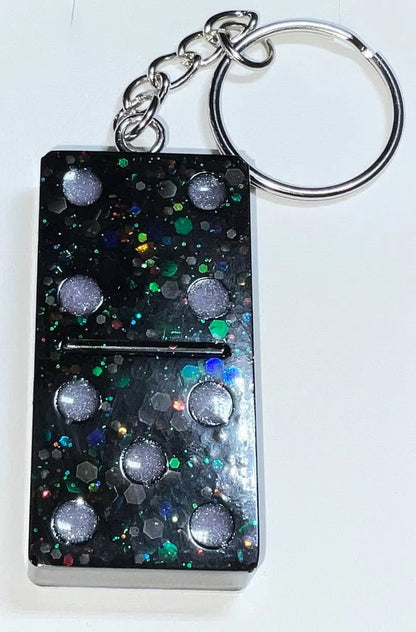 Domino Keychain with Glow-in-the-Dark Glitter