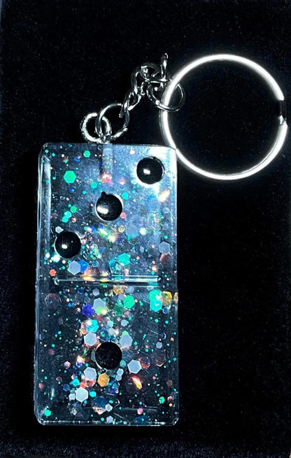 Domino Keychain with Glow-in-the-Dark Glitter