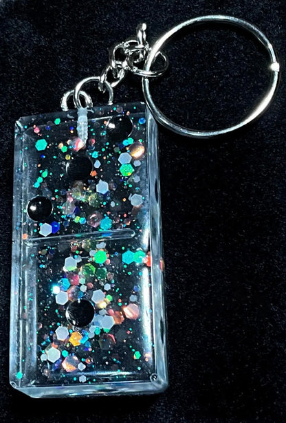 Domino Keychain with Glow-in-the-Dark Glitter