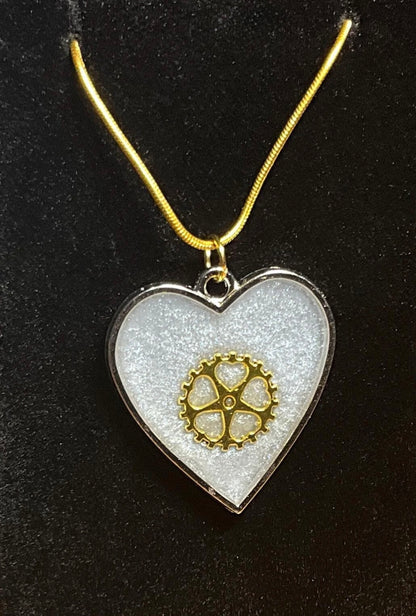 Heart of Gears Necklace - Silver Heart