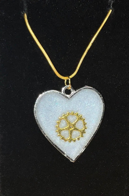 Heart of Gears Necklace - Silver Heart