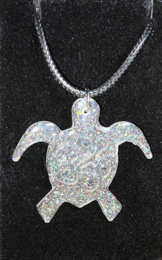 Turtle Necklace - Holographic Glitter