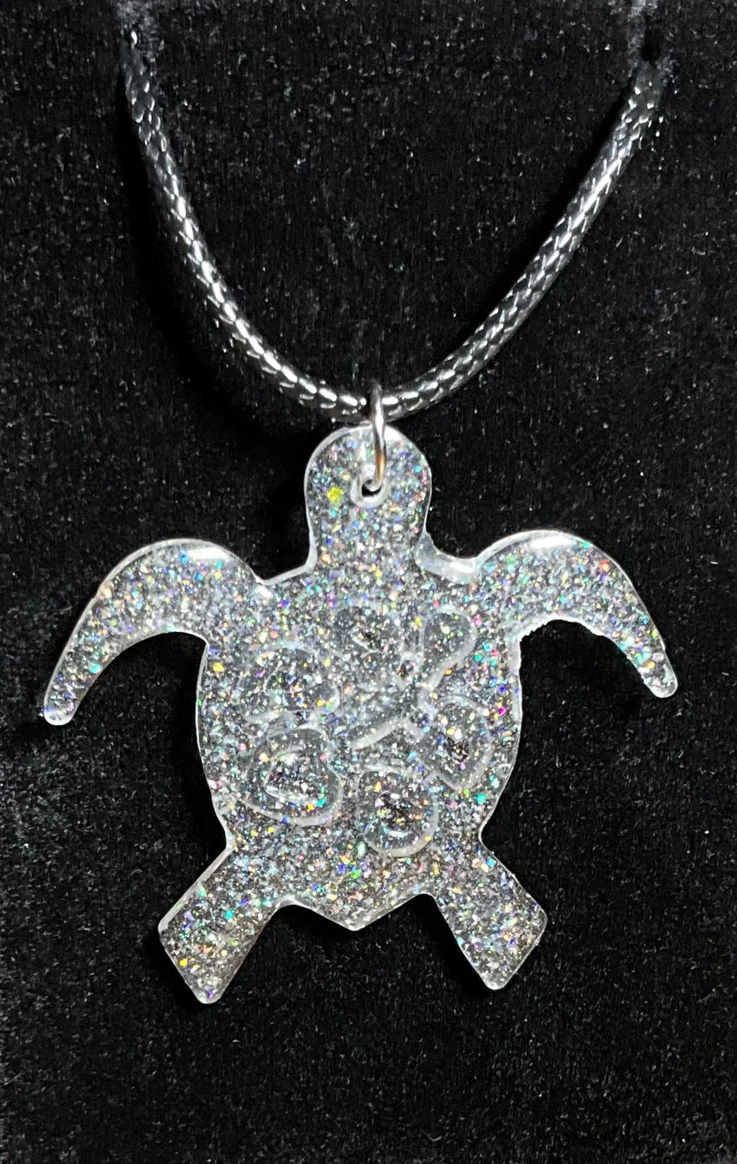 Turtle Necklace - Holographic Glitter