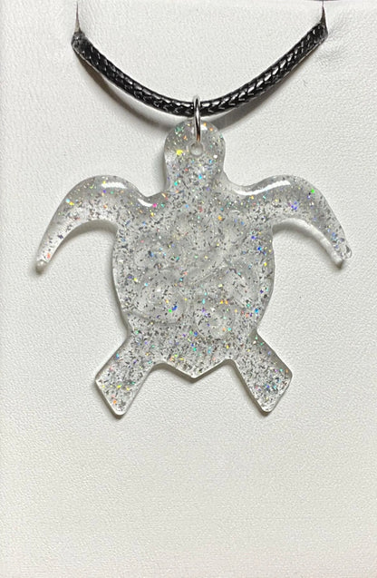 Turtle Necklace - Holographic Glitter