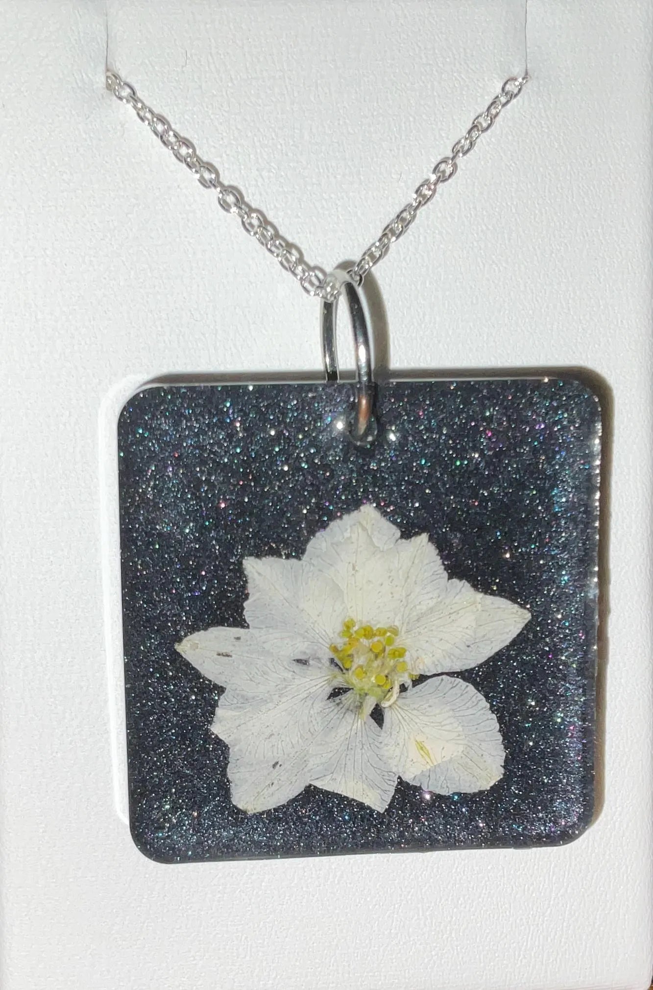 White Larkspur Flower Necklace