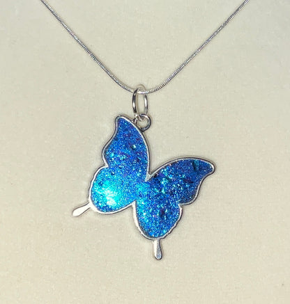 Color-shift Butterfly Necklace Blue Purple