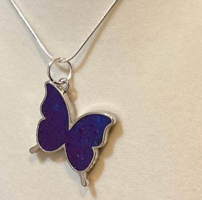 Color-shift Butterfly Necklace Blue Purple