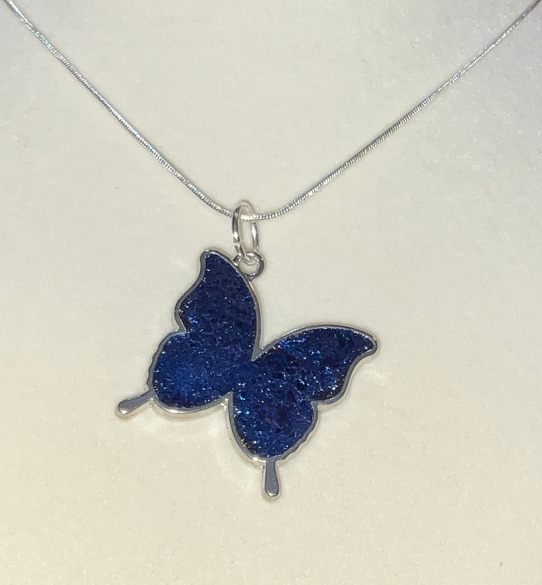 Color-shift Butterfly Necklace Blue Purple