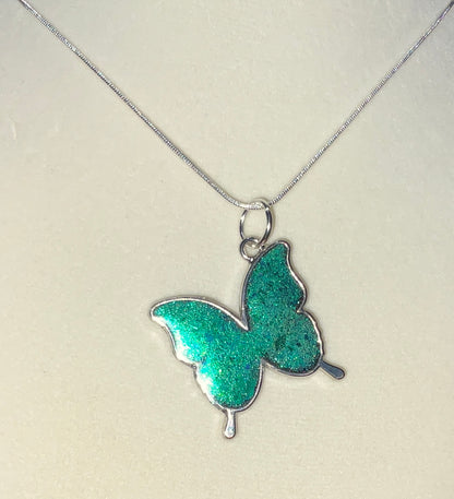 Color-shift Butterfly Necklace Green Purple