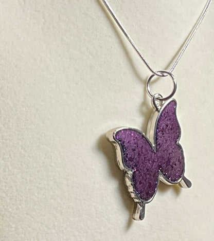 Color-shift Butterfly Necklace Green Purple