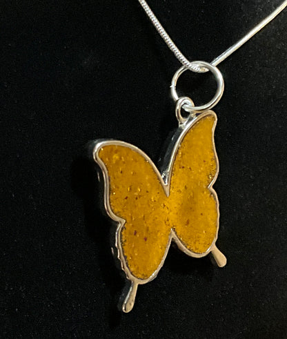 Color-shift Butterfly Necklace Orange Yellow Pink