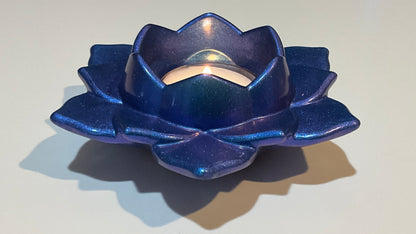 Color Shift Lotus Flower Tealight Candle Holder Blue Purple