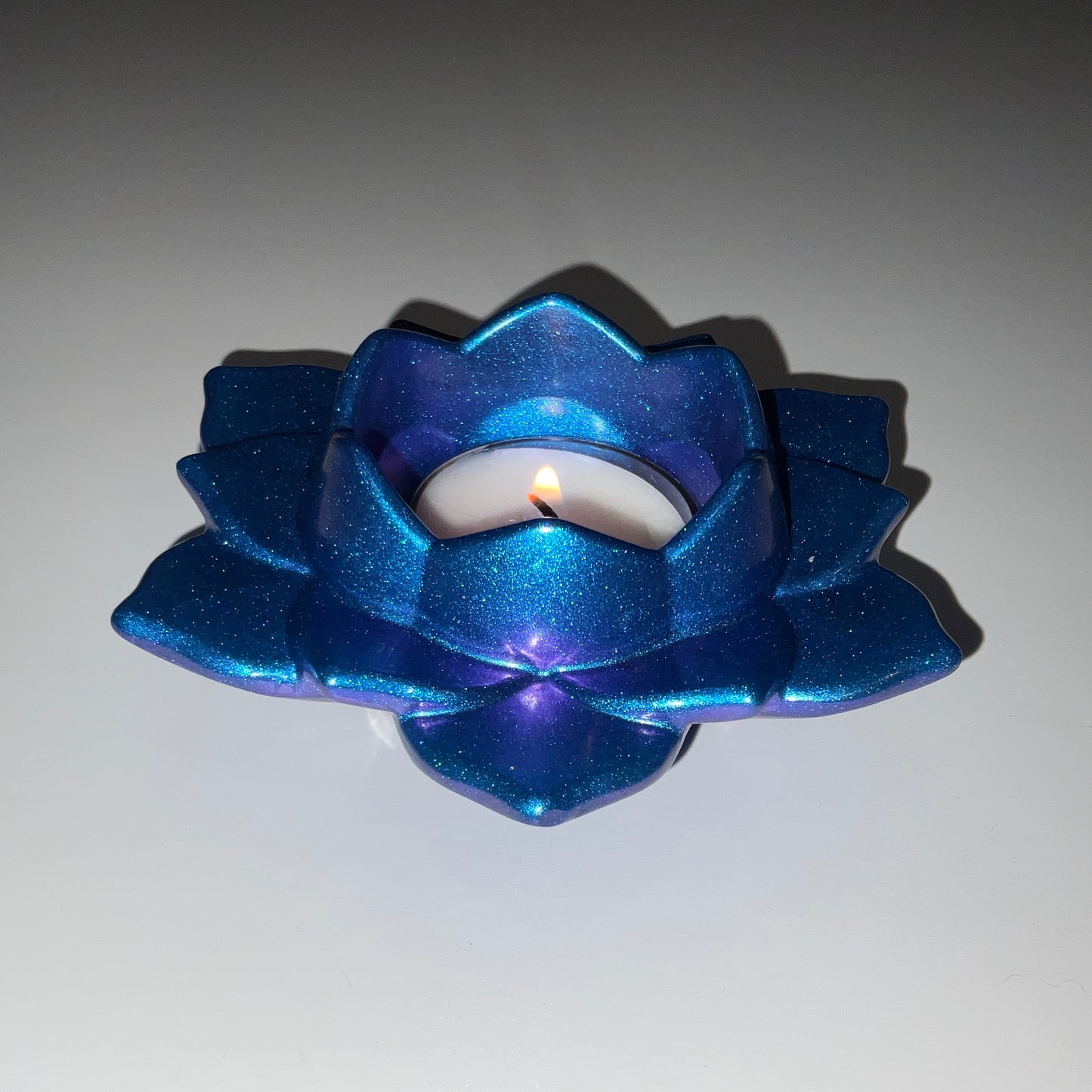 Color Shift Lotus Flower Tealight Candle Holder Blue Purple