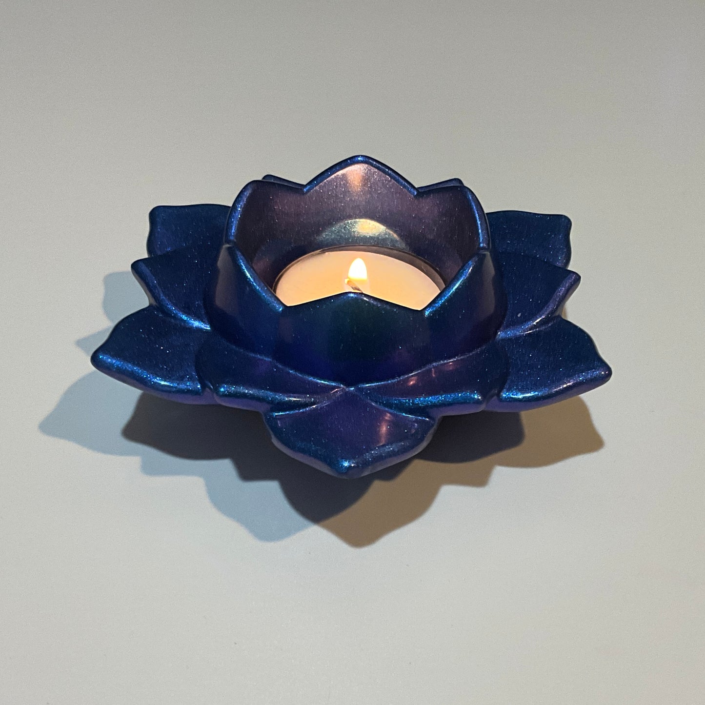 Color Shift Lotus Flower Tealight Candle Holder Blue Purple