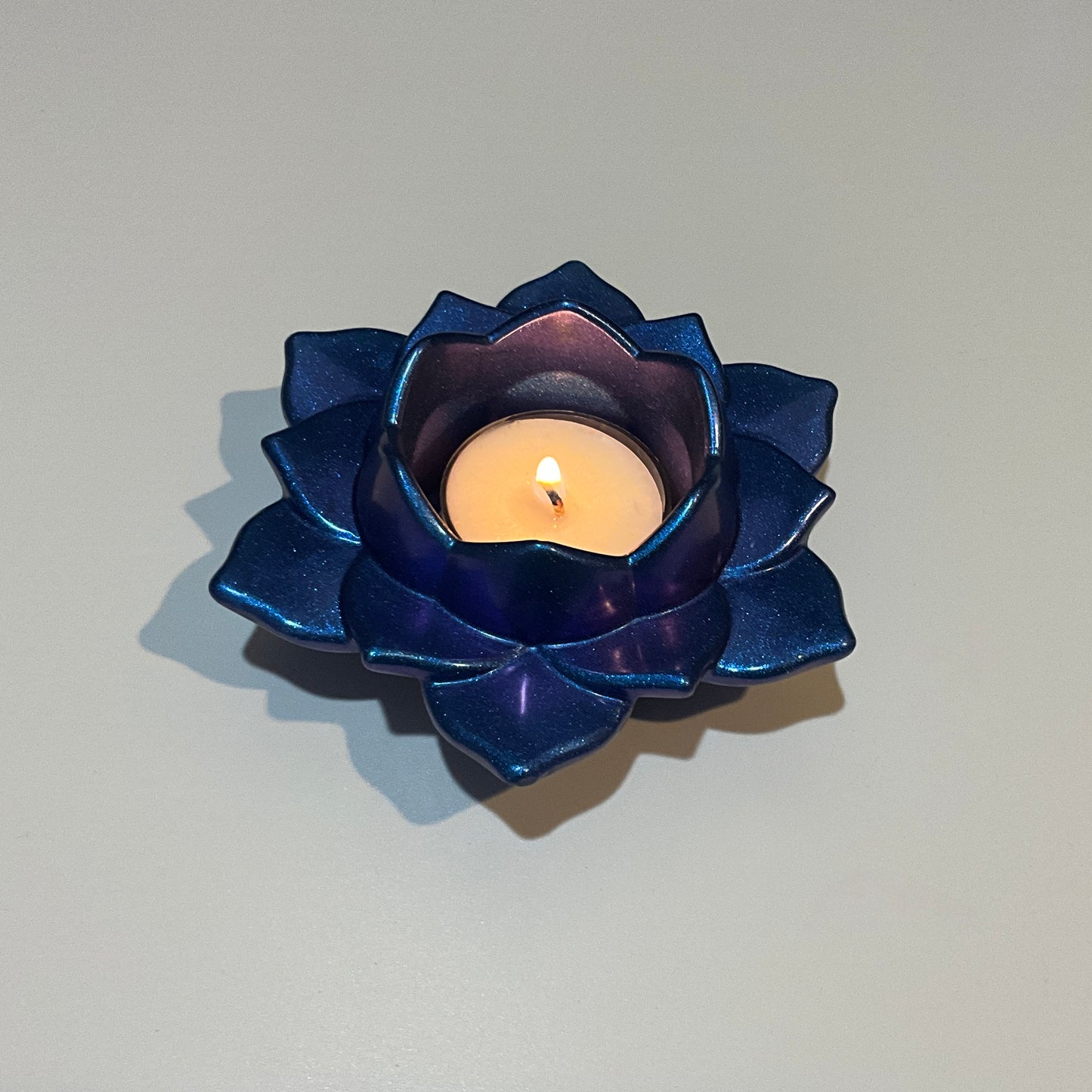 Color Shift Lotus Flower Tealight Candle Holder Blue Purple