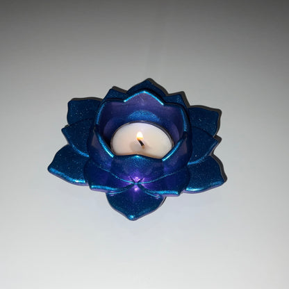 Color Shift Lotus Flower Tealight Candle Holder Blue Purple