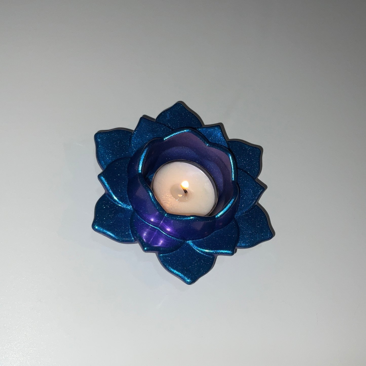 Color Shift Lotus Flower Tealight Candle Holder Blue Purple