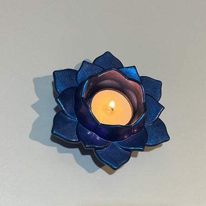 Color Shift Lotus Flower Tealight Candle Holder Blue Purple