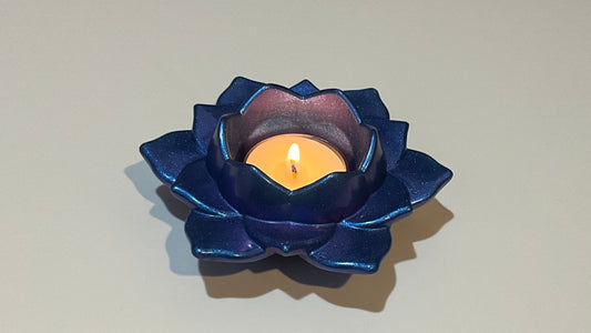 Color Shift Lotus Flower Tealight Candle Holder Blue Purple